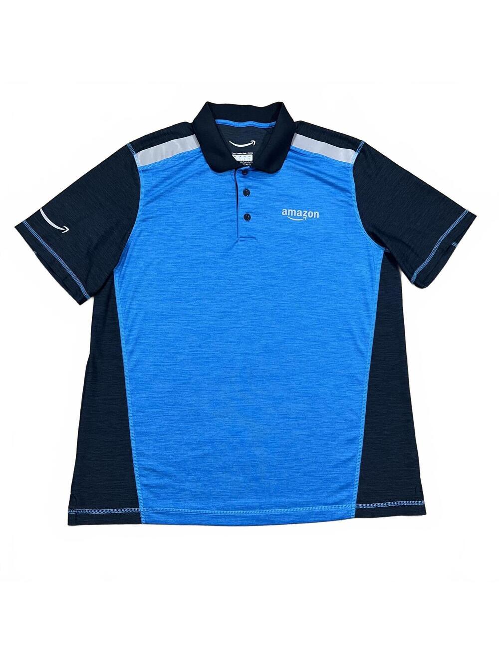 Amazon Delivery Mens Tropical Polo Shirt Blue Size Large